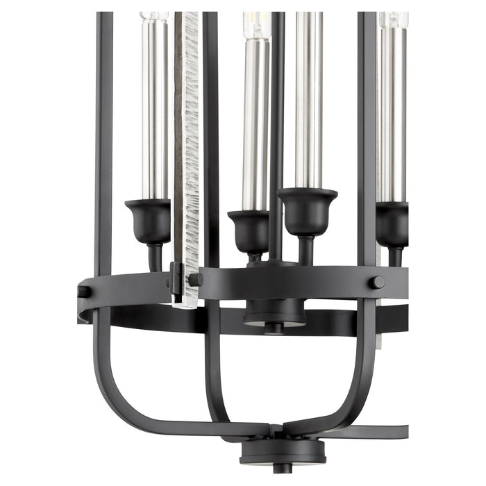 Six Light Entry Pendant in Noir finish