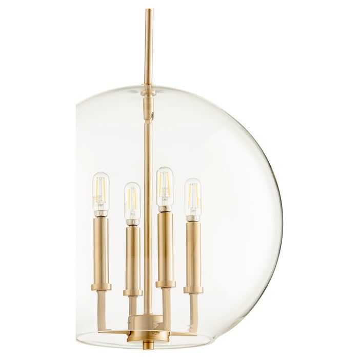 Four Light Pendant in Aged Brass finish