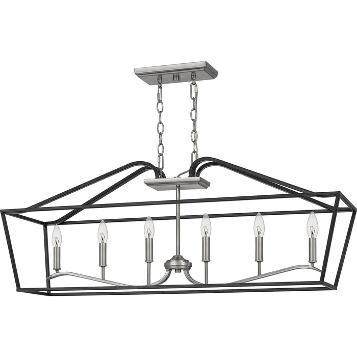 Six Light Island Chandelier from the Catalina collection in Matte Black finish
