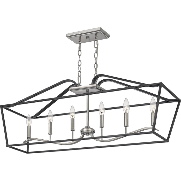 Six Light Island Chandelier from the Catalina collection in Matte Black finish
