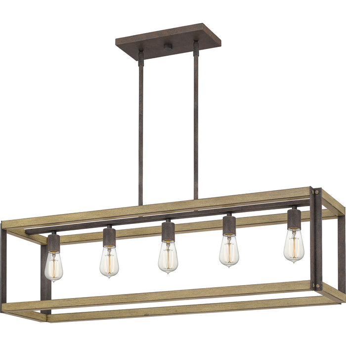 Five Light Island Chandelier from the Finn collection in Rustic Black finish