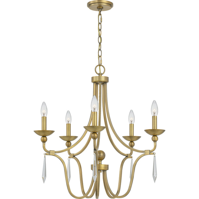 Five Light Chandelier from the Joules collection in Aged Brass finish
