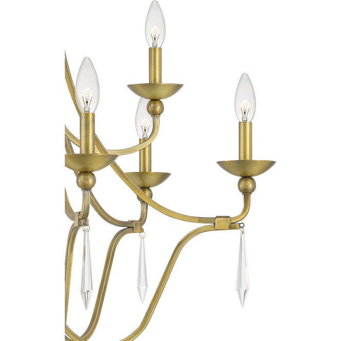 Nine Light Chandelier from the Joules collection in Aged Brass finish
