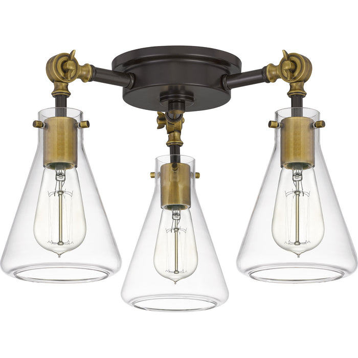 Three Light Semi Flush Mount from the McCall collection in Western Bronze finish