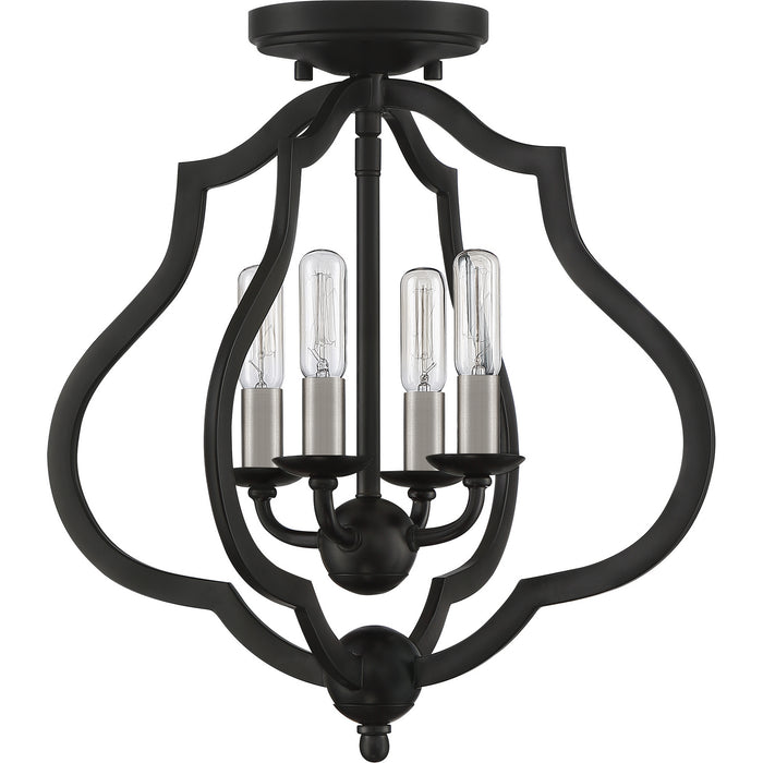 Four Light Semi-Flush Mount from the O`Keefe collection in Matte Black finish