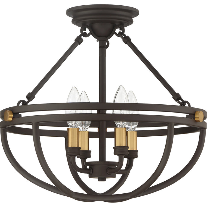 Four Light Semi-Flush Mount from the Sergeant collection in Western Bronze finish