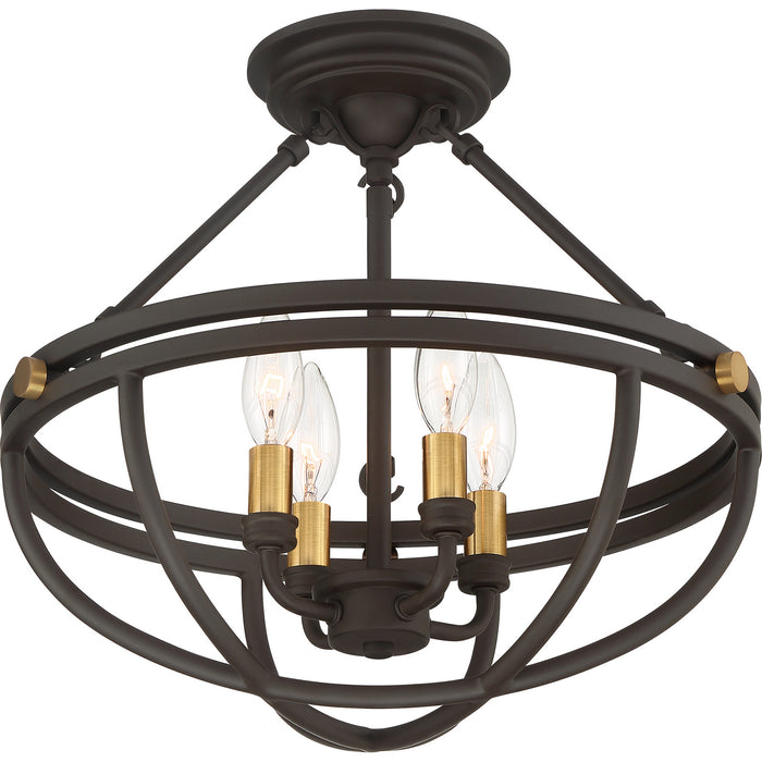 Four Light Semi-Flush Mount from the Sergeant collection in Western Bronze finish