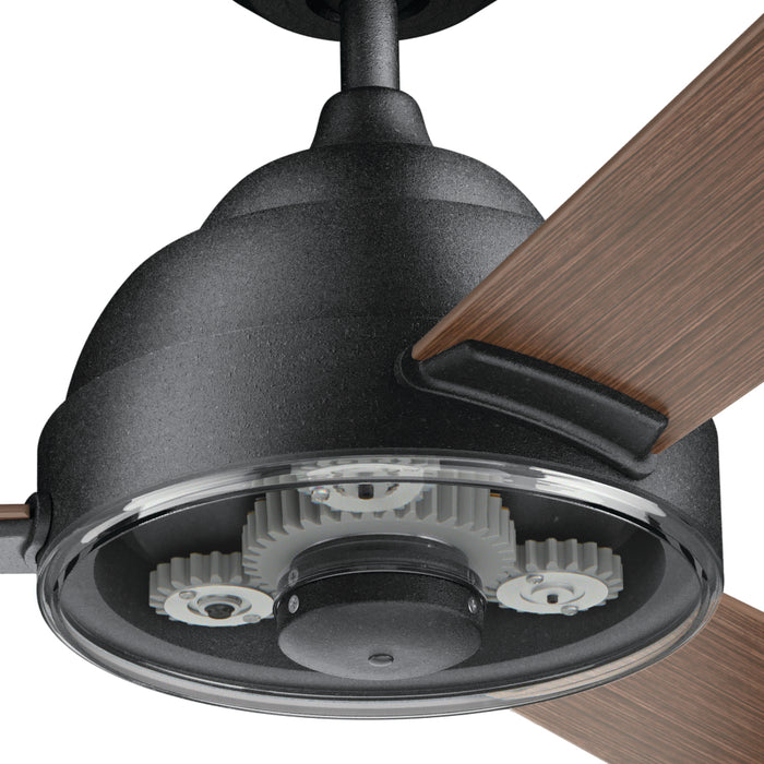 60``Ceiling Fan from the Pinion collection in Distressed Black finish