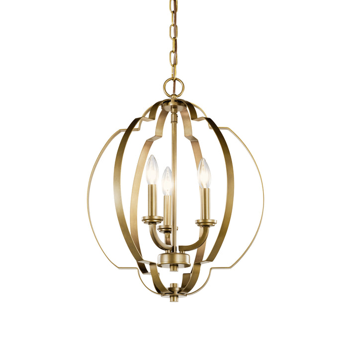 Three Light Pendant from the Voleta collection in Natural Brass finish