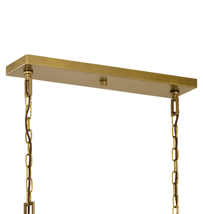Eight Light Linear Chandelier from the Morrigan collection in Natural Brass finish