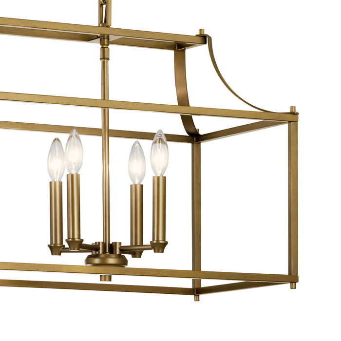 Eight Light Linear Chandelier from the Morrigan collection in Natural Brass finish