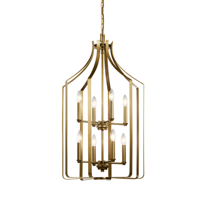 Eight Light Foyer Chandelier from the Morrigan collection in Natural Brass finish