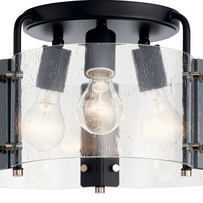 Three Light Semi Flush Mount from the Thoreau collection in Black finish