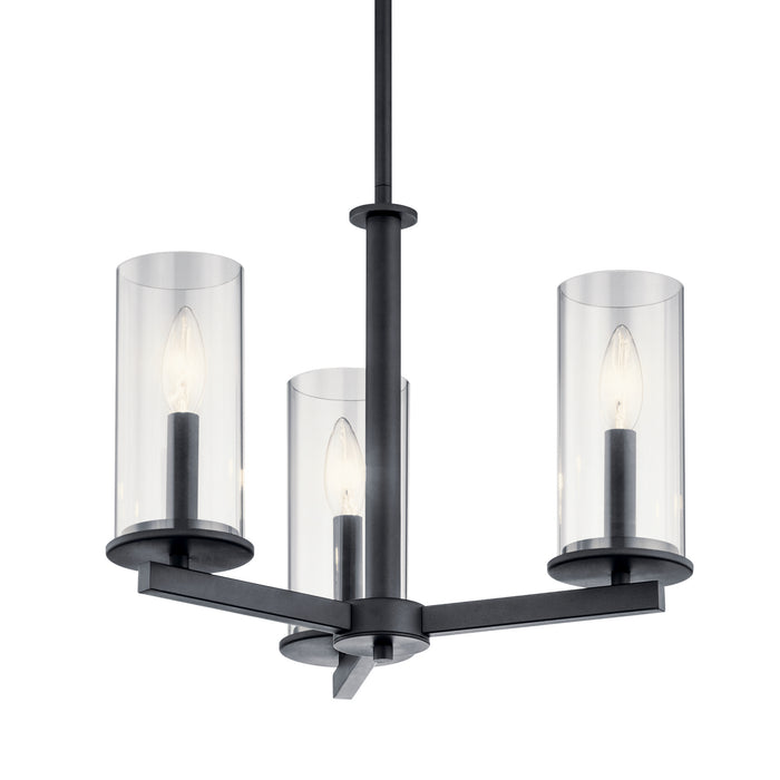 Three Light Chandelier/Semi Flush Mount from the Crosby collection in Black finish