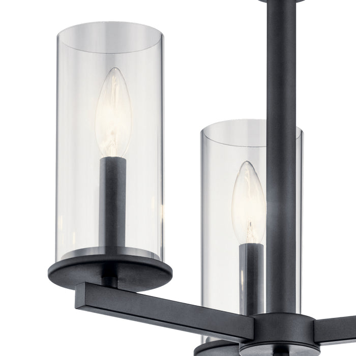 Three Light Chandelier/Semi Flush Mount from the Crosby collection in Black finish