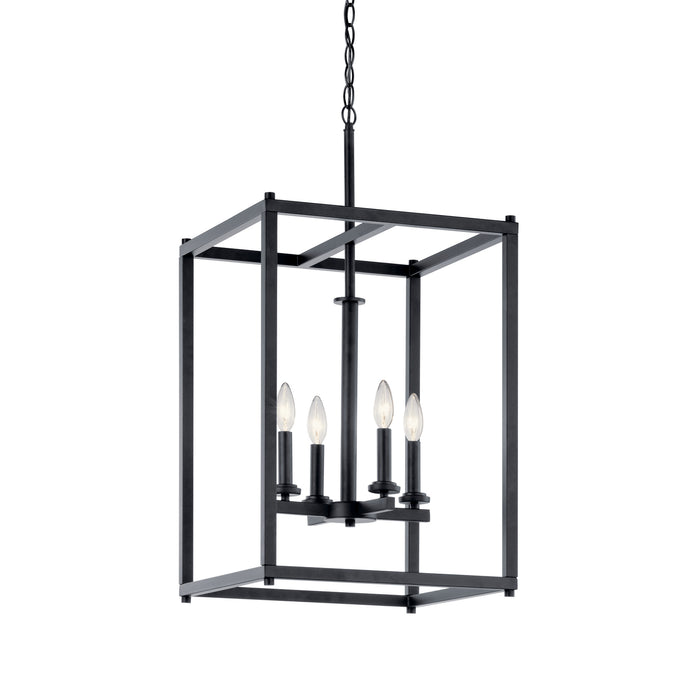 Four Light Foyer Pendant from the Crosby collection in Black finish