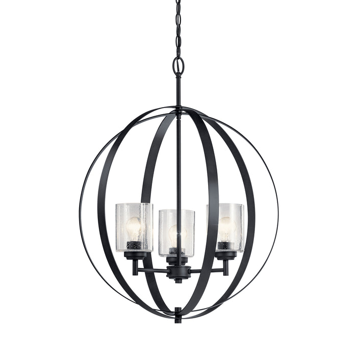 Three Light Chandelier from the Winslow collection in Black finish