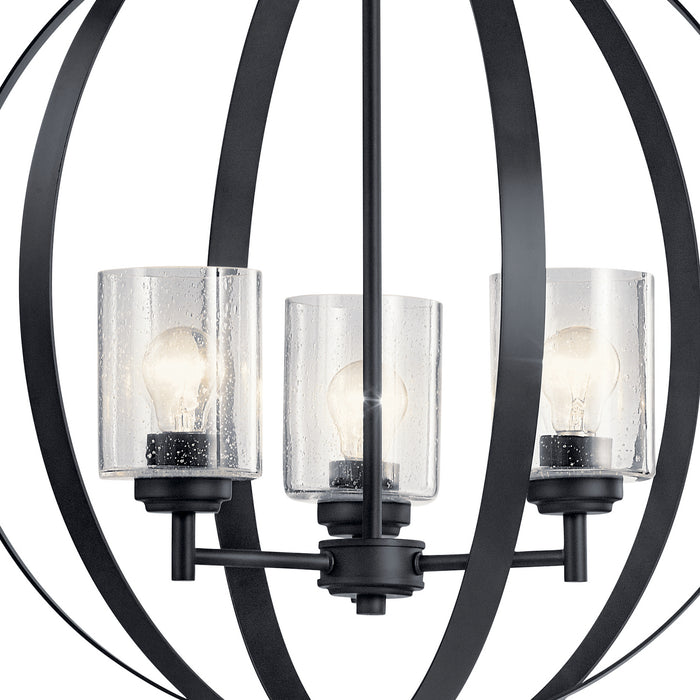 Three Light Chandelier from the Winslow collection in Black finish