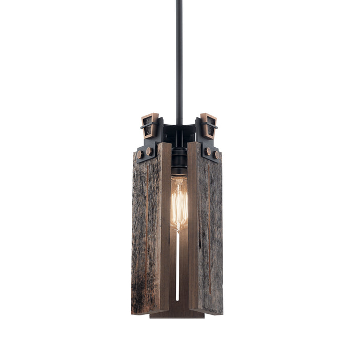 One Light Mini Pendant from the Ridgewood collection in Textured Black finish