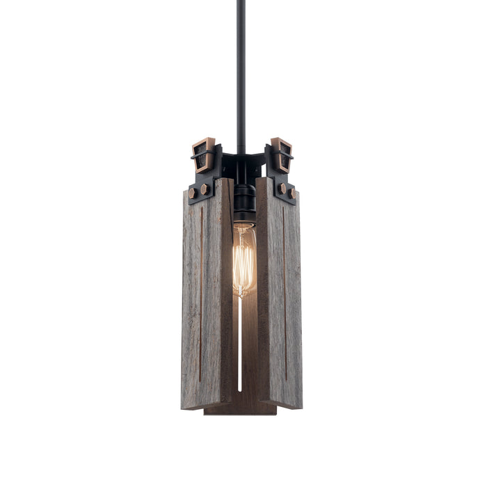 One Light Mini Pendant from the Ridgewood collection in Textured Black finish
