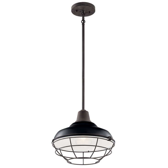 One Light Outdoor Pendant/Semi Flush Mount from the Pier collection in Black finish