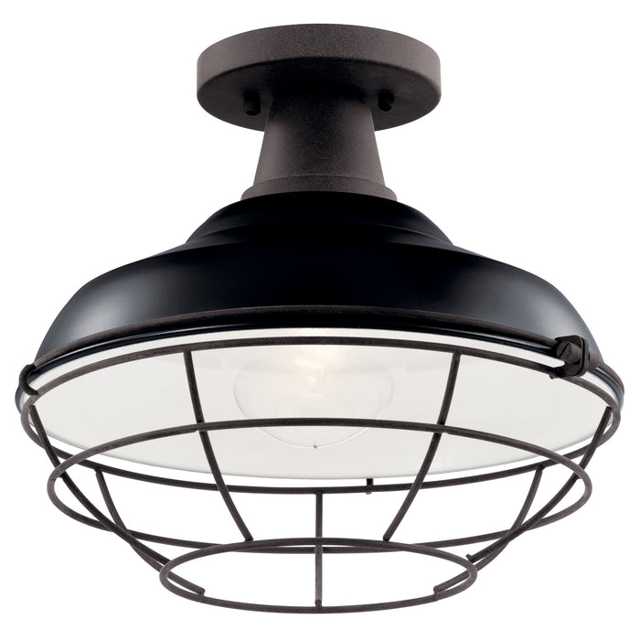 One Light Outdoor Pendant/Semi Flush Mount from the Pier collection in Black finish