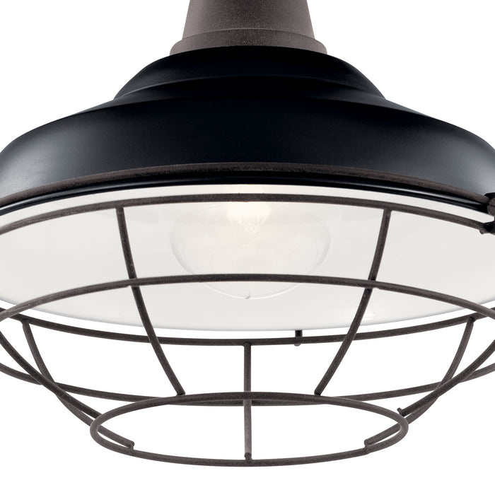 One Light Outdoor Pendant/Semi Flush Mount from the Pier collection in Black finish