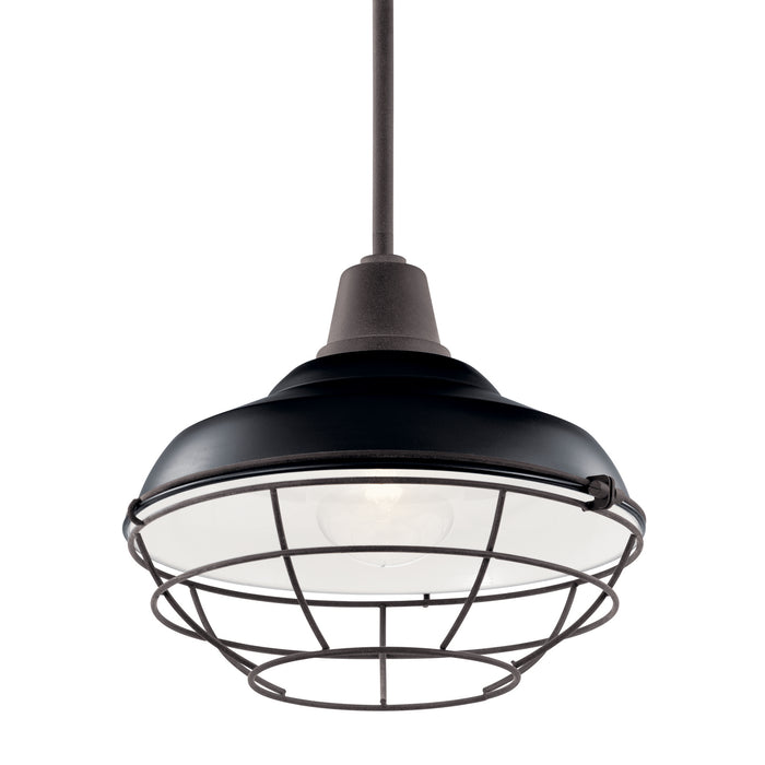 One Light Outdoor Pendant/Semi Flush Mount from the Pier collection in Black finish