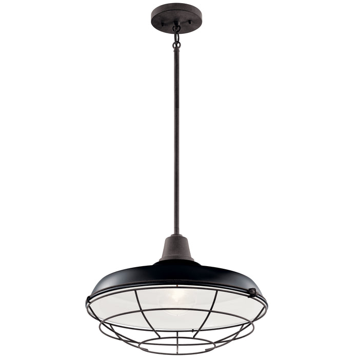 One Light Outdoor Pendant/Semi Flush Mount from the Pier collection in Black finish