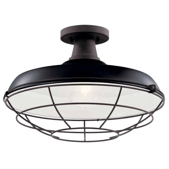 One Light Outdoor Pendant/Semi Flush Mount from the Pier collection in Black finish