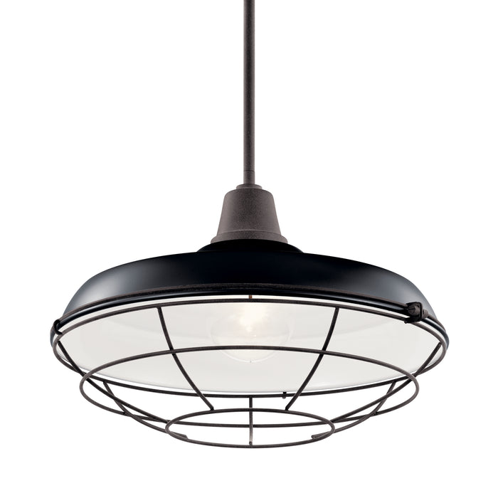 One Light Outdoor Pendant/Semi Flush Mount from the Pier collection in Black finish