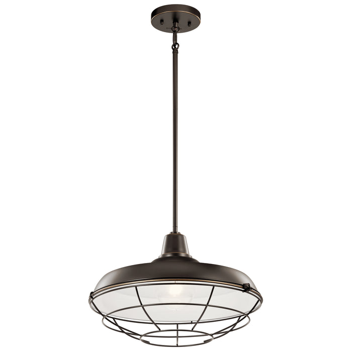 One Light Outdoor Pendant/Semi Flush Mount from the Pier collection in Olde Bronze finish