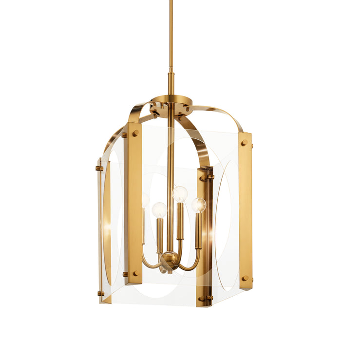 Four Light Foyer Pendant from the Pytel collection in Fox Gold finish