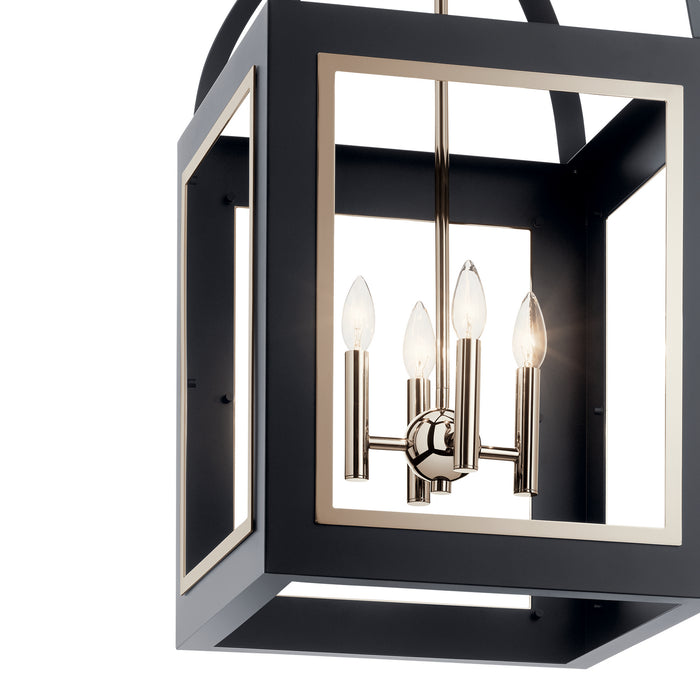 Four Light Foyer Pendant from the Vath collection in Black finish