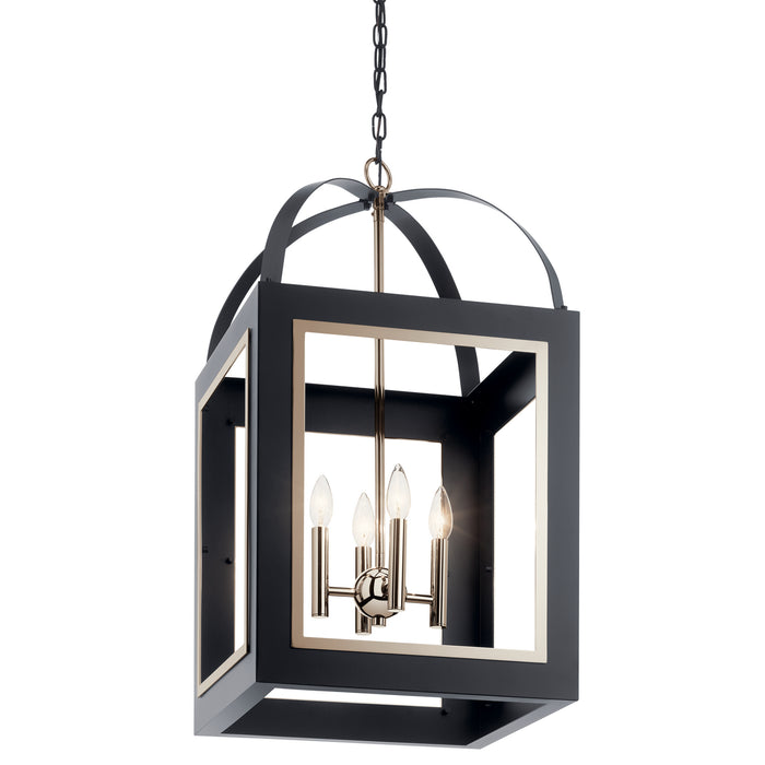 Four Light Foyer Pendant from the Vath collection in Black finish