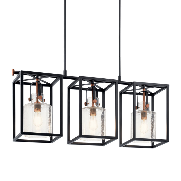 Three Light Linear Chandelier from the Kitner collection in Black finish