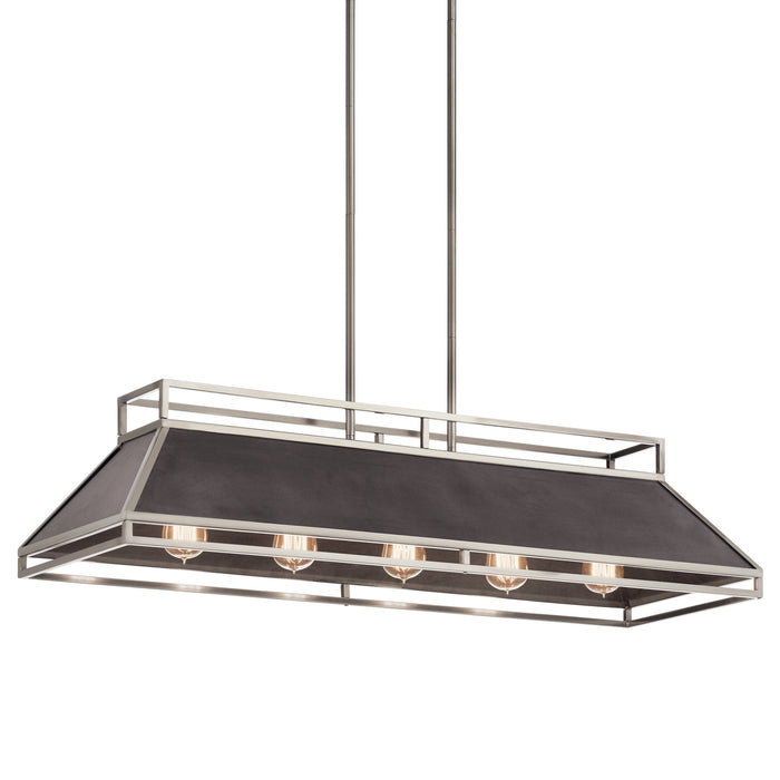 Five Light Linear Chandelier from the Grendel collection in Classic Pewter finish