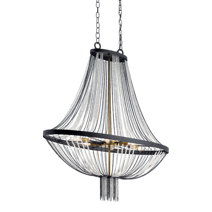 Six Light Foyer Chandelier from the Alexia collection in Textured Black finish