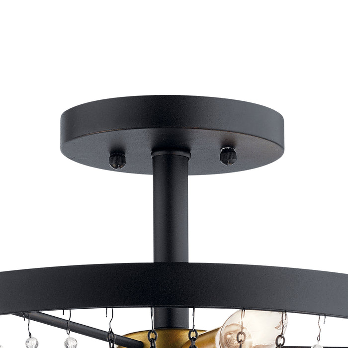 Three Light Semi Flush Mount from the Alexia collection in Textured Black finish