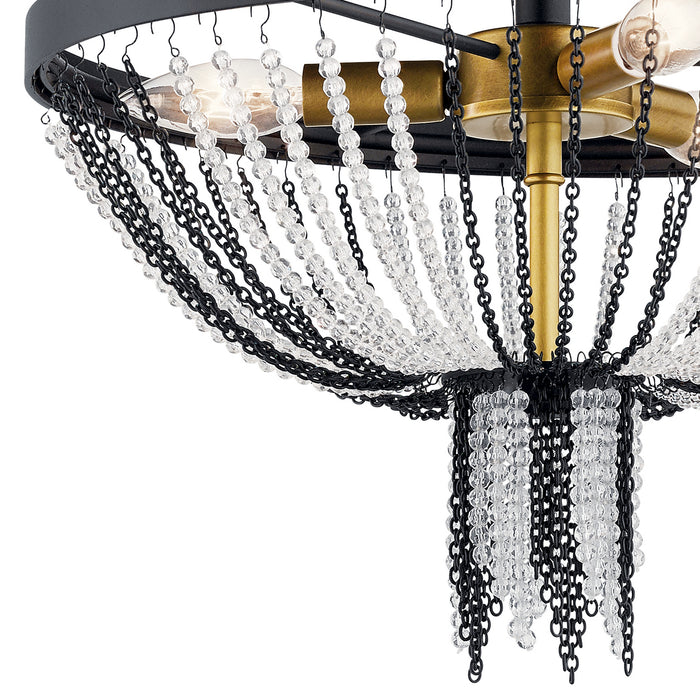 Three Light Semi Flush Mount from the Alexia collection in Textured Black finish