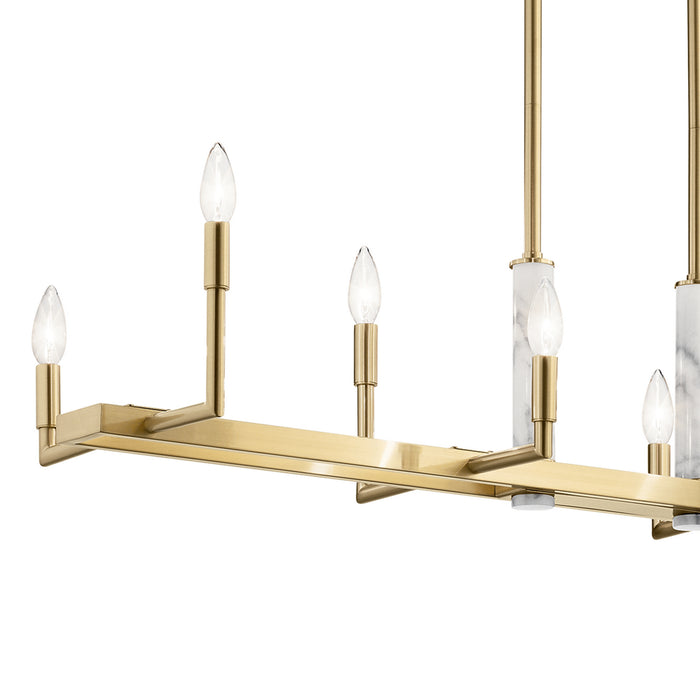 Eight Light Linear Chandelier from the Laurent collection in Champagne Gold finish
