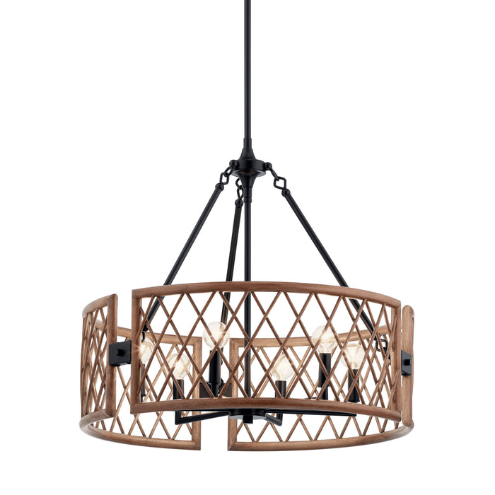 Six Light Chandelier from the Oana collection in Palm finish