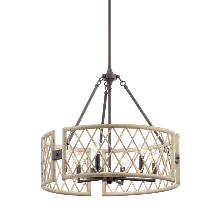 Six Light Chandelier from the Oana collection in White Washed Wood finish