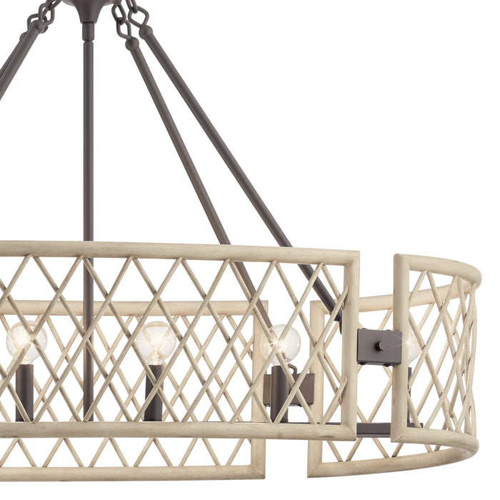 Six Light Chandelier from the Oana collection in White Washed Wood finish