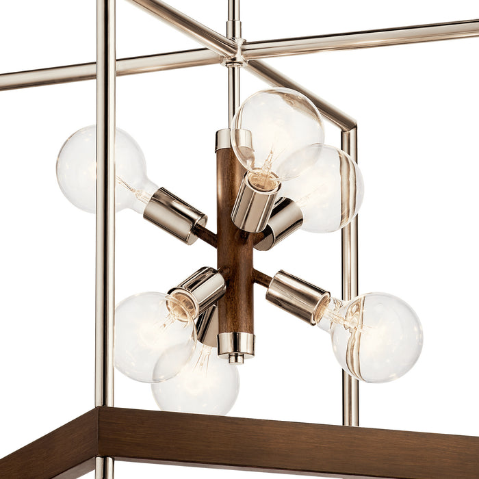 Six Light Foyer Pendant from the Tanis collection in Auburn Stained Finish finish