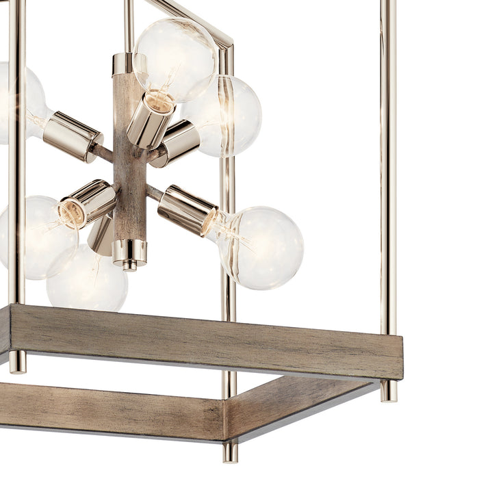 Six Light Foyer Pendant from the Tanis collection in Distressed Antique Gray finish