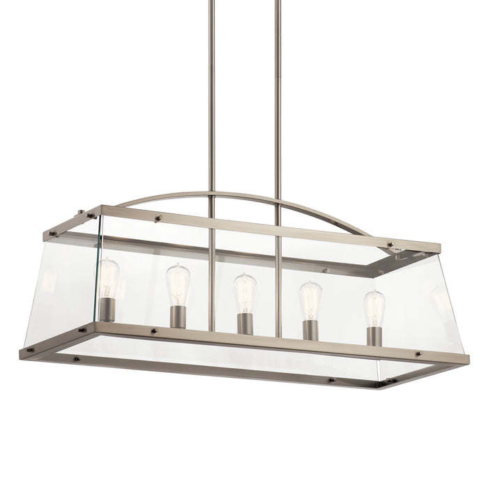 Five Light Linear Chandelier from the Darton collection in Classic Pewter finish