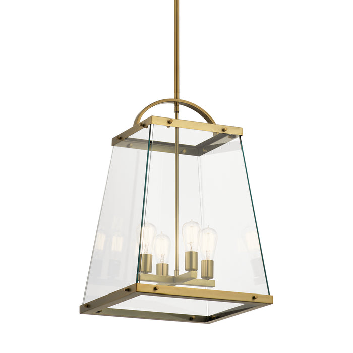 Four Light Foyer Pendant from the Darton collection in Brushed Natural Brass finish