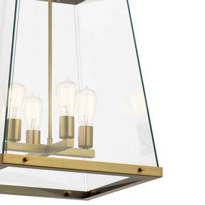 Four Light Foyer Pendant from the Darton collection in Brushed Natural Brass finish
