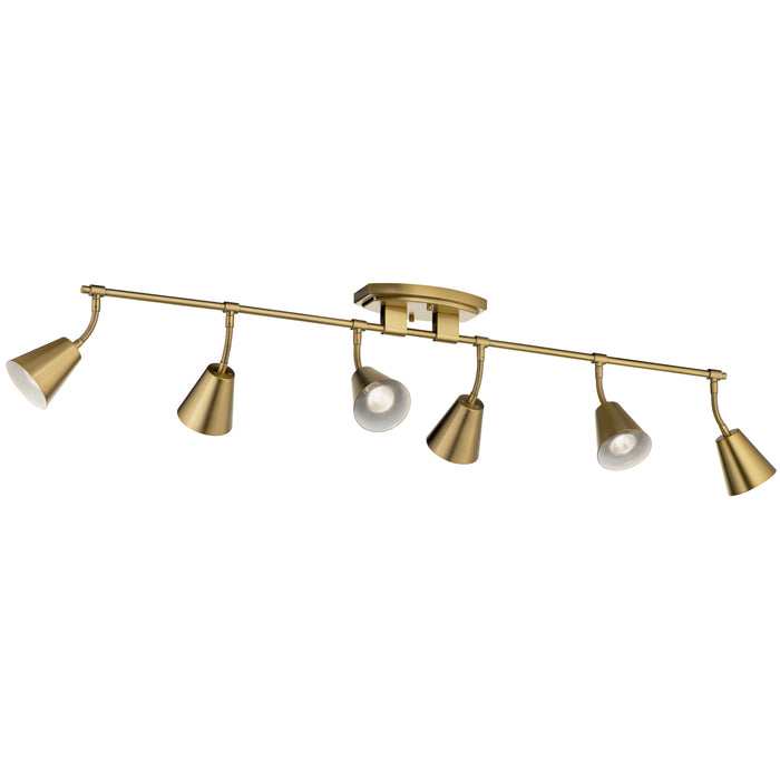 Six Light Rail Light from the Sylvia collection in Brushed Natural Brass finish